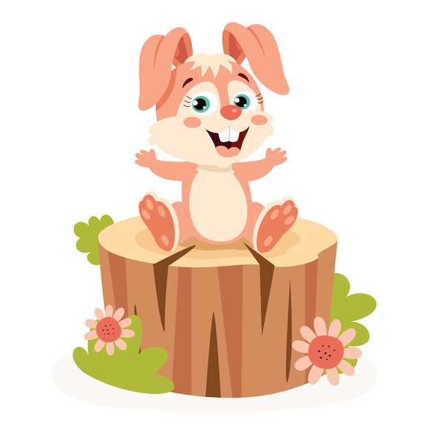 Cartoon Illustration Of Cute Rabbit