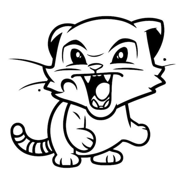 Cartoon Illustration of a Cute Tiger Mascot Character