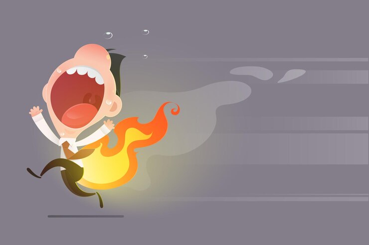 Вектор a cartoon illustration of a deadline panic in the office rush hour