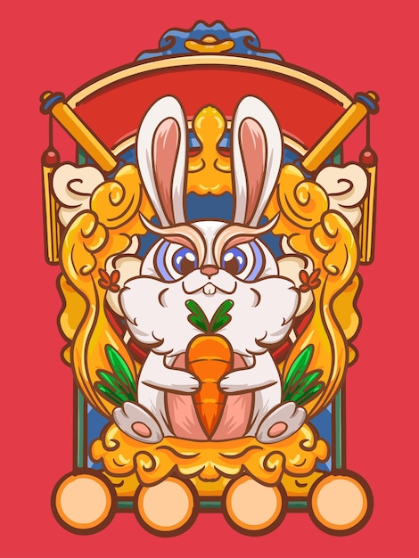 Cartoon illustration design of the year of the rabbit