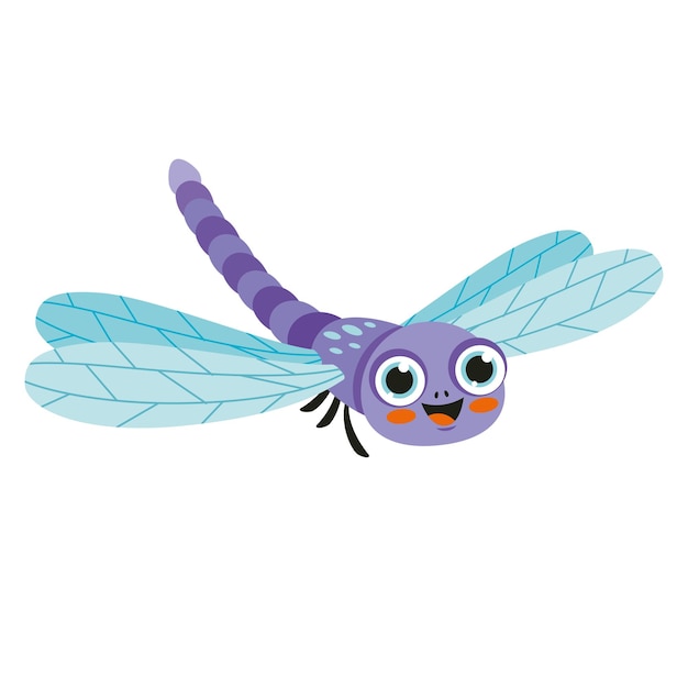 Vector cartoon illustration of a dragonfly