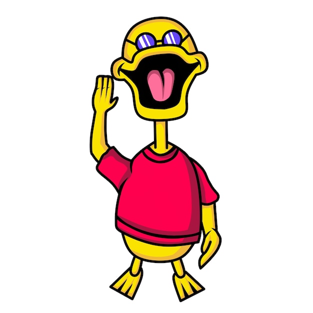 cartoon illustration of duck saying hello