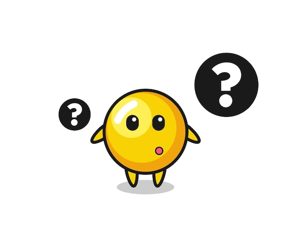 Vector cartoon illustration of egg yolk with the question mark