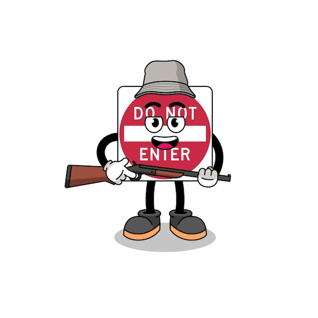 Cartoon illustration of do not enter road sign hunter