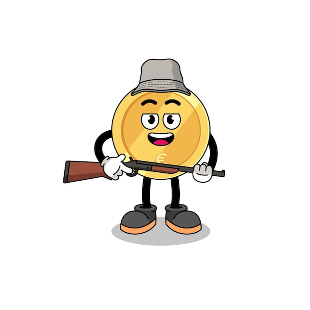 Cartoon Illustration of euro coin hunter character design