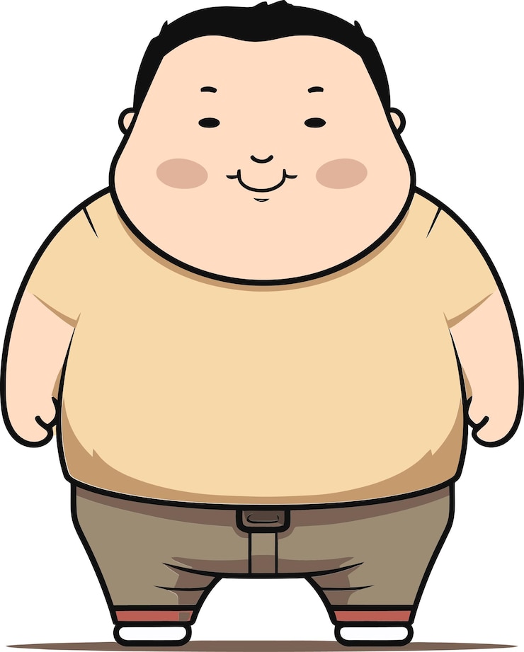 Vector シャツを着た太った男の漫画のイラスト