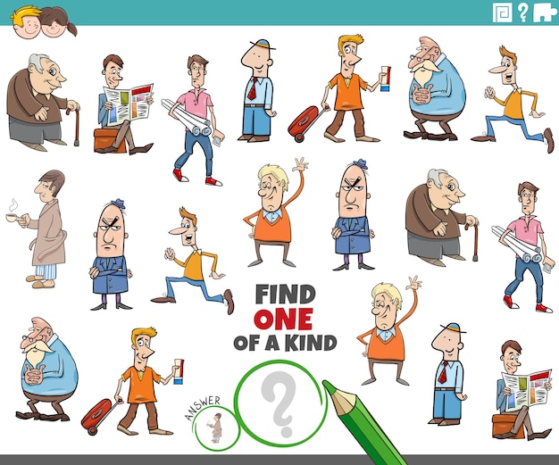 Карикатура на образовательную игру "Найди единственную в своем роде картинку с комическими персонажами"