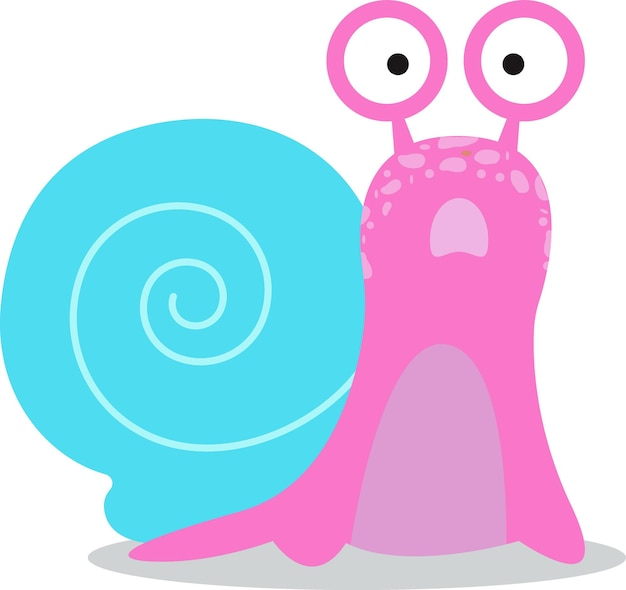 Cartoon illustration of a frightened snail on a white background vector illustration