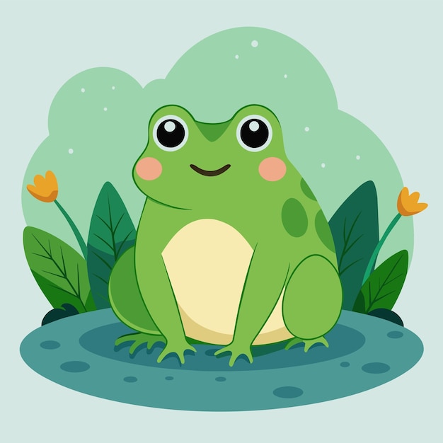 Vector a cartoon illustration of a frog with a green background