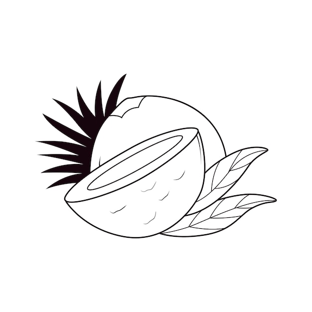 Cartoon illustration fruit summer black and white