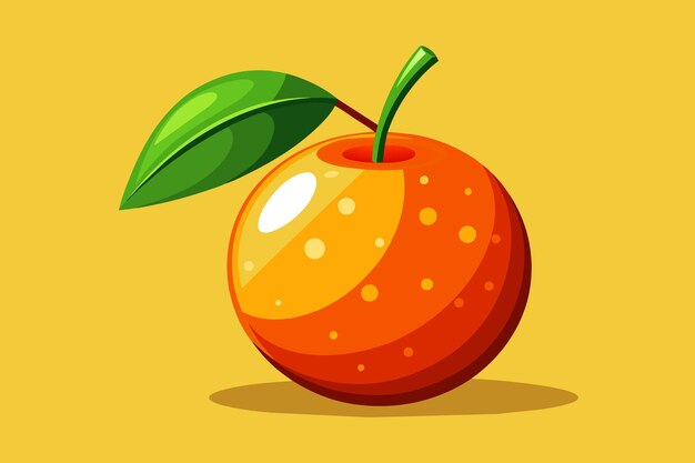 Vector a cartoon illustration of a fruit with a green leaf