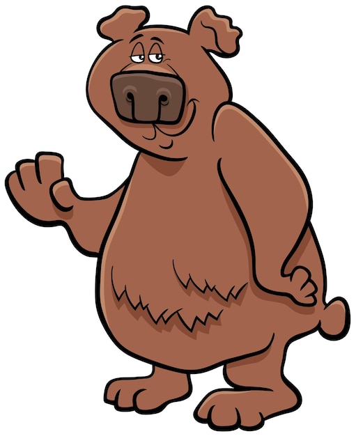 Cartoon illustration of funny bear comic wild animal character