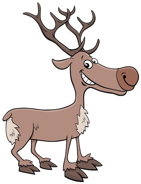 Cartoon illustration of funny reindeer comic animal character