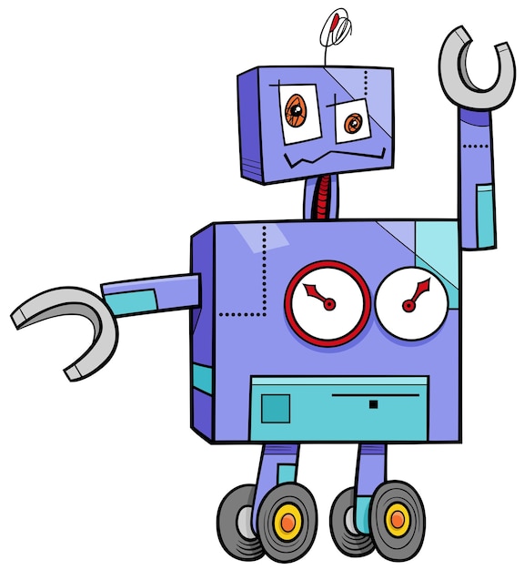 Vettore illustrazione del fumetto del personaggio di fantasia comica del robot divertente