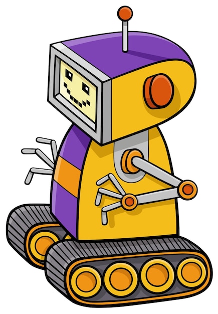 Cartoon illustration of funny robot or droid fantasy character