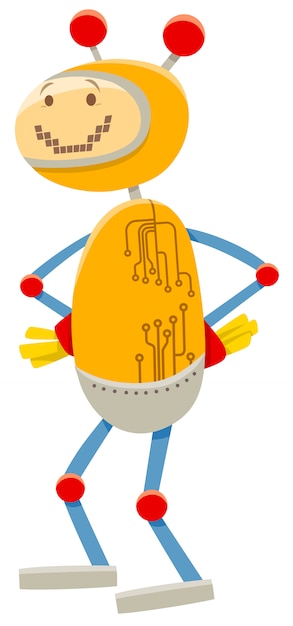 cartoon illustration of funny robot fantasy character