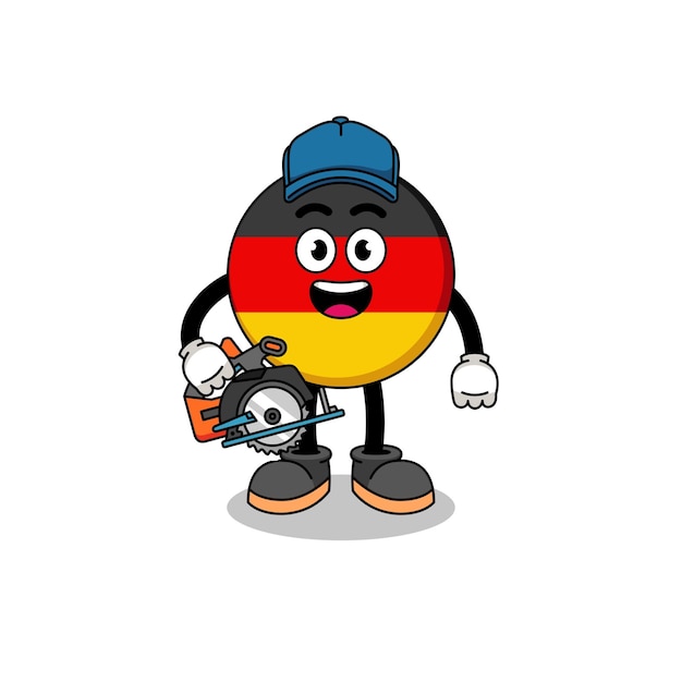 Cartoon Illustration of germany flag as a woodworker character design