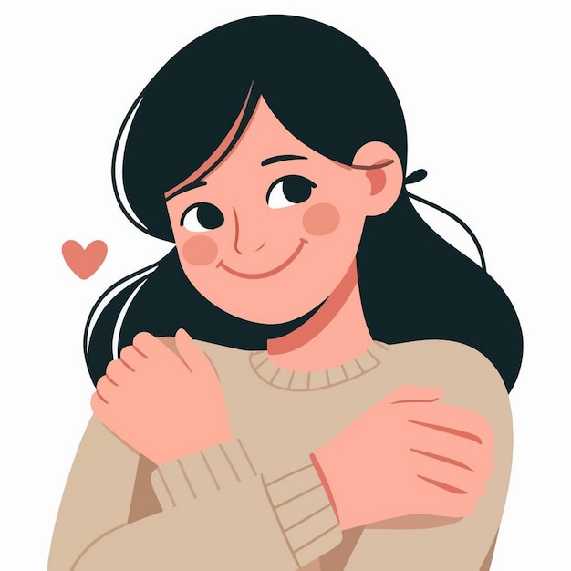 Vector a cartoon illustration of a girl hugging a girl