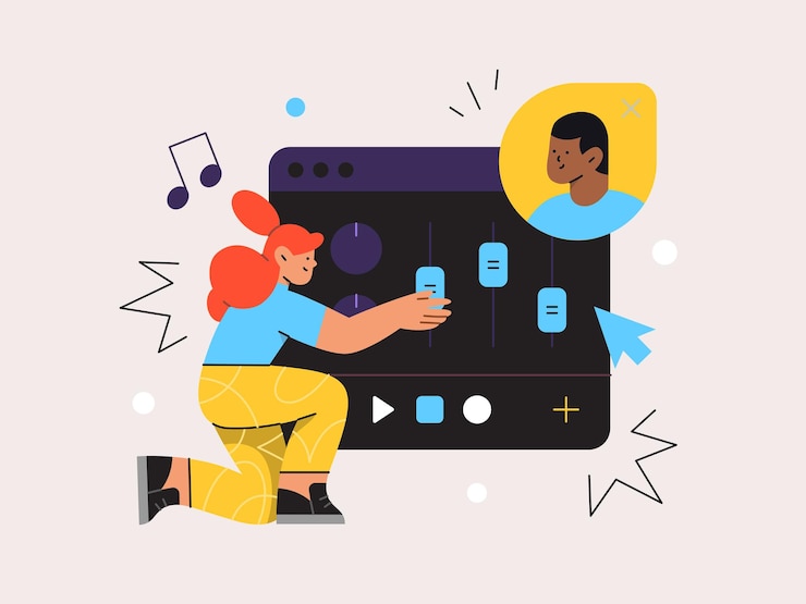 Vector a cartoon illustration of a girl playing a game with a man playing a game