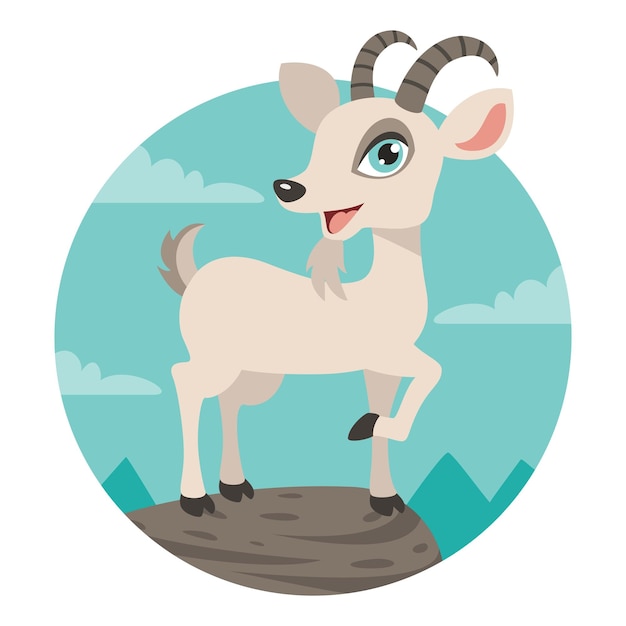 Cartoon Illustration Of A Goat