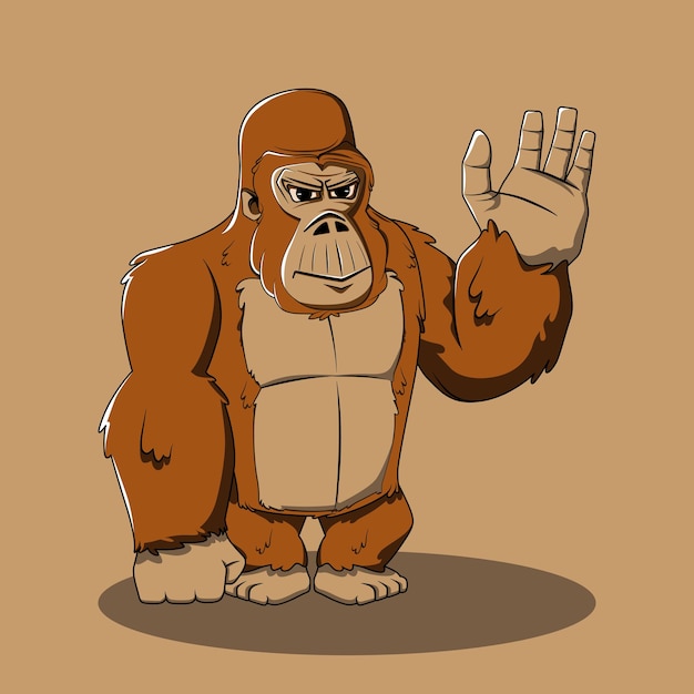 Cartoon illustration of a gorilla standing