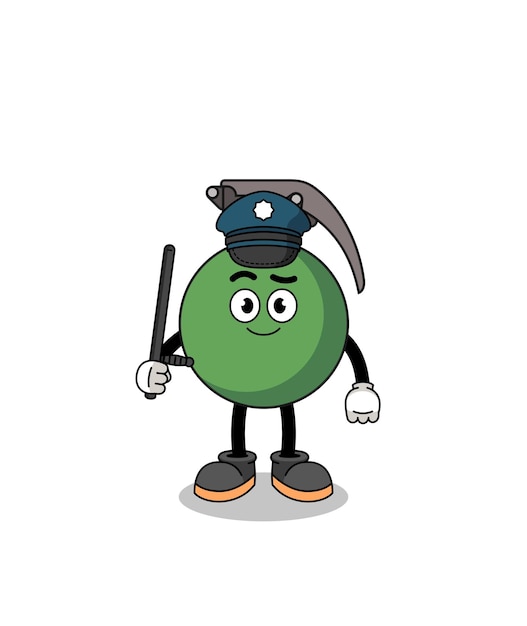 Vector cartoon illustration of grenade police