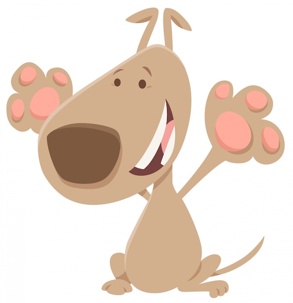 Cartoon Illustration of Happy Beige Dog