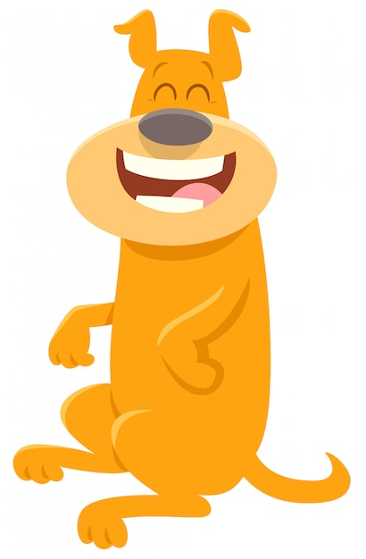 Cartoon Illustration of Happy Dog or Puppy