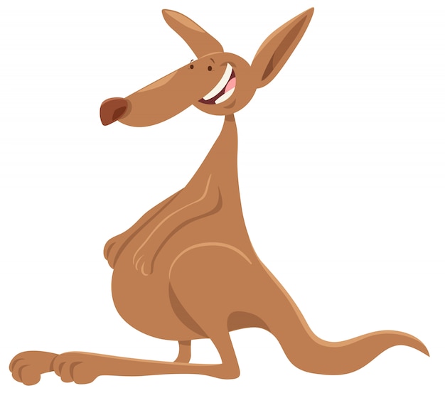Cartoon Illustration of Happy Kangaroo Wild Animal Character