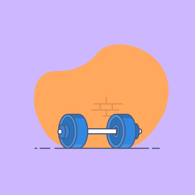 Premium Vector Cartoon illustration of a heart with a barbell in the corner