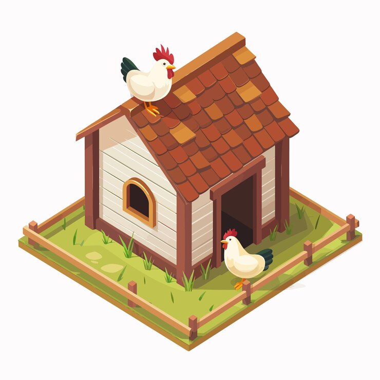 мультфильмная иллюстрация дома с куриным гнездом