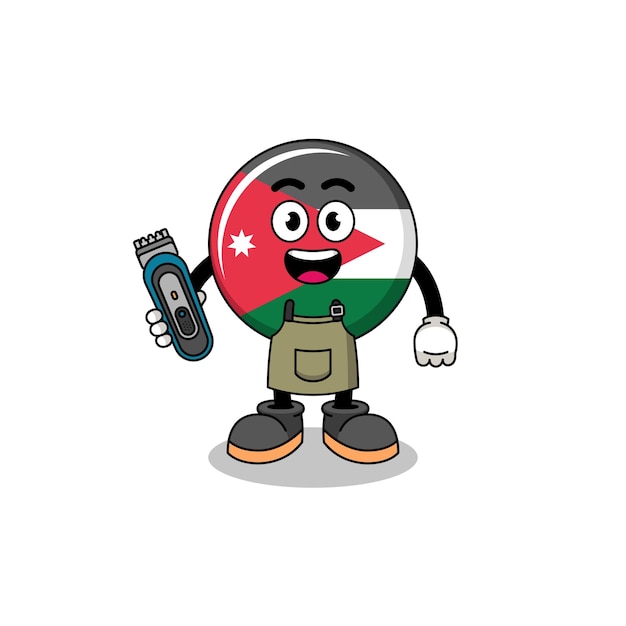 Cartoon Illustration of jordan flag as a barber man