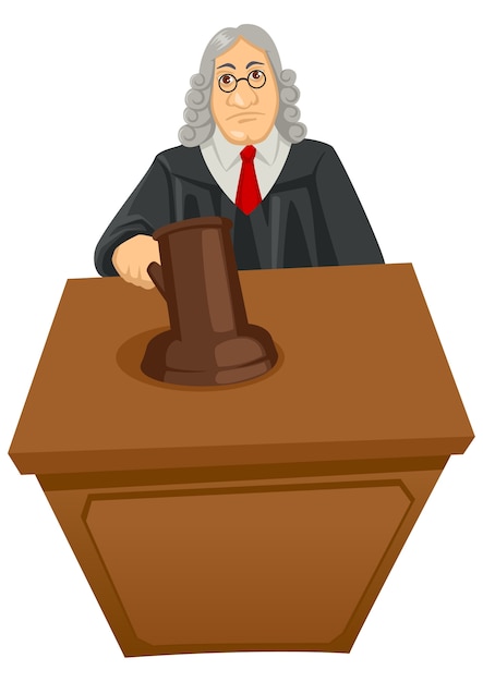 Vector cartoon illustration of a judge