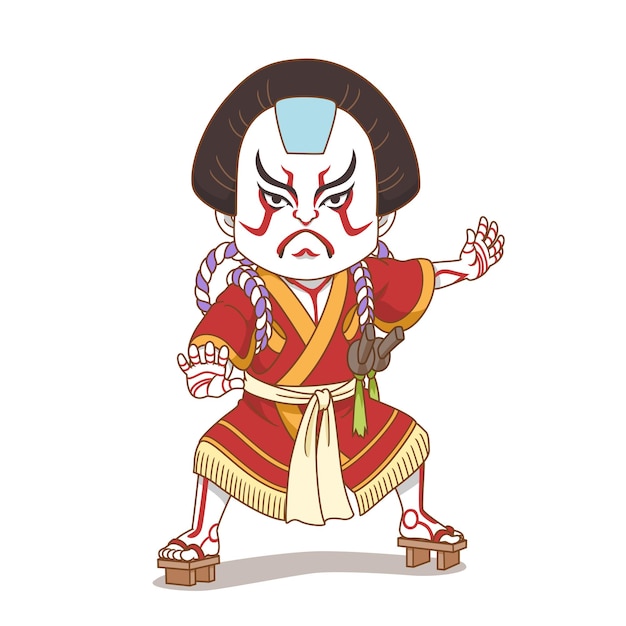 Vettore illustrazione del fumetto dell'attore kabuki.