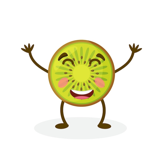Cartoon Illustration of a Kiwi Cute Fruit Mascot