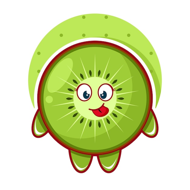 Cartoon illustration of kiwi fruit with cute face