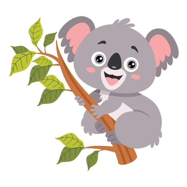 Vector cartoon illustration of a koala