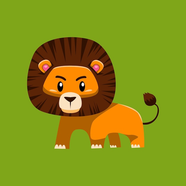 Cartoon illustration of a lion on a green background