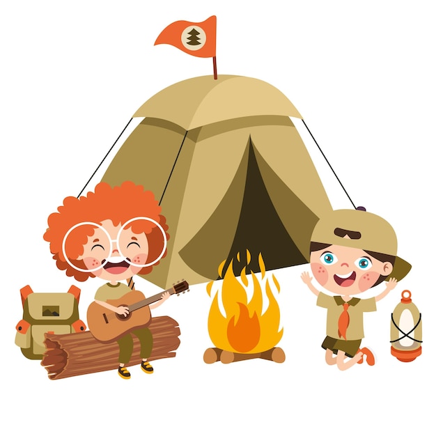 Cartoon Illustration Of Little Scouts