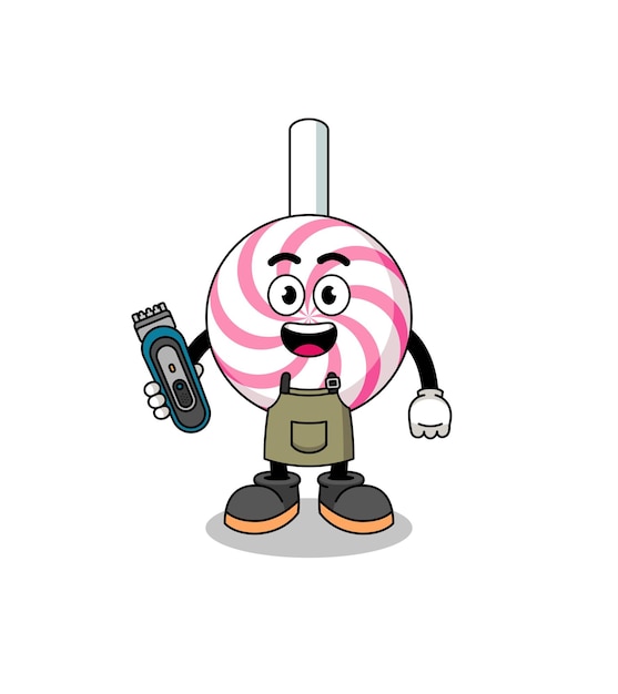 Cartoon Illustration of lollipop spiral as a barber man