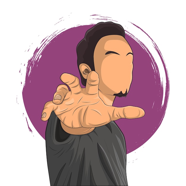 cartoon illustration of man stylizing with his hands