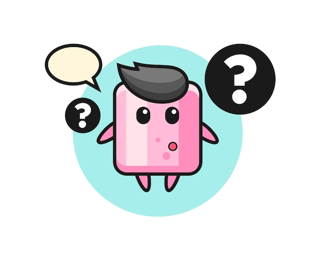 Cartoon illustration of marshmallow with the question mark