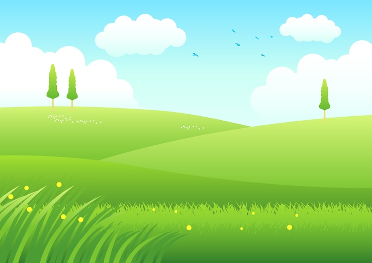 Vector cartoon illustration of meadows