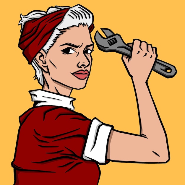 Cartoon illustration of mechanic girl