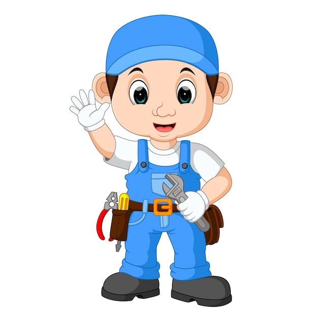 Cartoon illustration of a mechanic