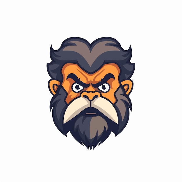 콧수염과 턱수염이 있는 원숭이 얼굴의 만화 그림