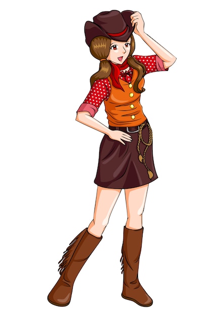 Вектор Мультфильм иллюстрация cowgirl