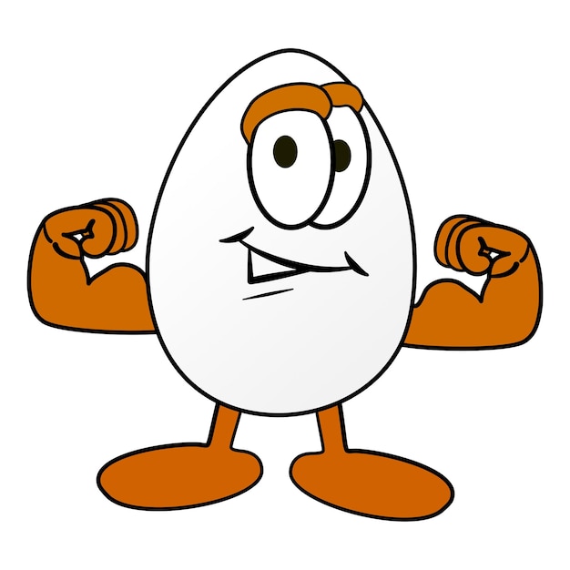 Карикатура на белое яйцо с большой оранжевой бровью
