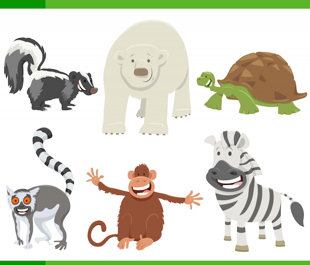 Иллюстрации шаржа happy animals set