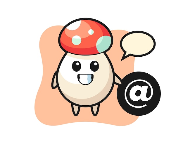 Карикатура на гриб, стоящий рядом с символом at